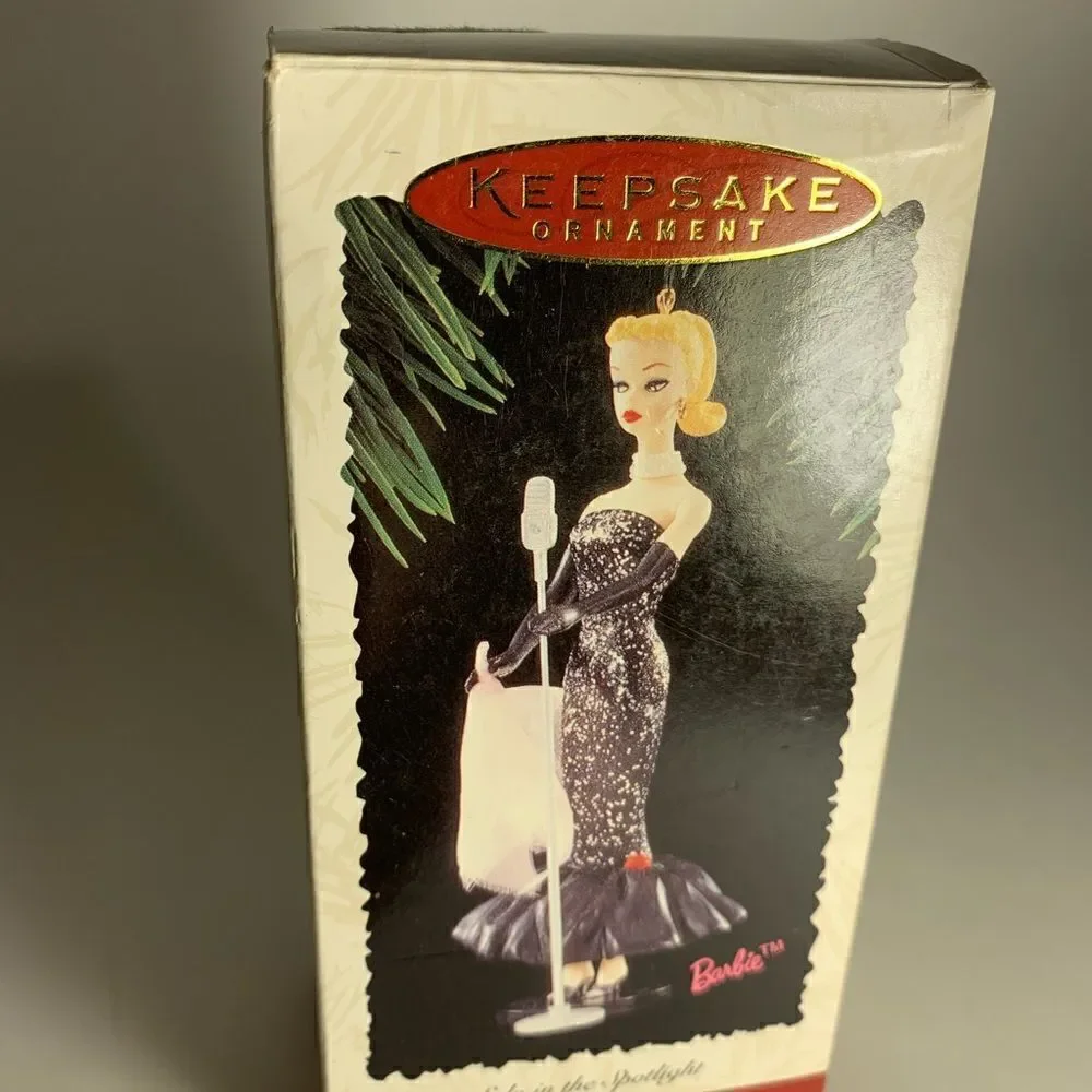 Barbie Keepsake Ornament Solo The Spot Light Evening Gown Microphone Dated 1995